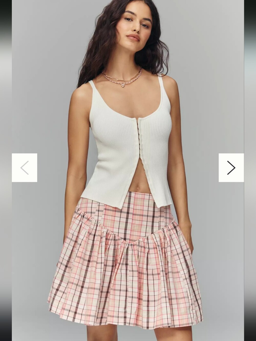 Maeve Basque Waist Flirty Pink Plaid Mini Skort Sz M NWT
